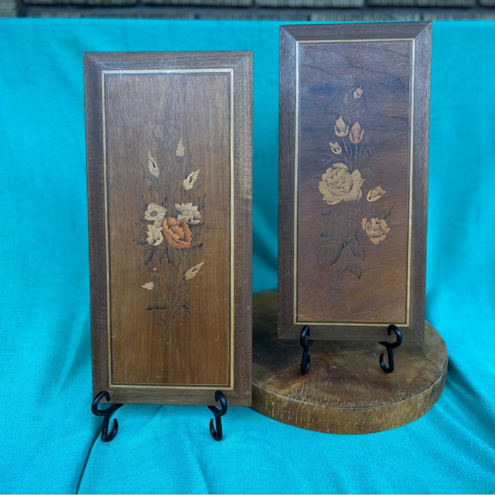 Vintage Floral Wooden Wall Art Panels